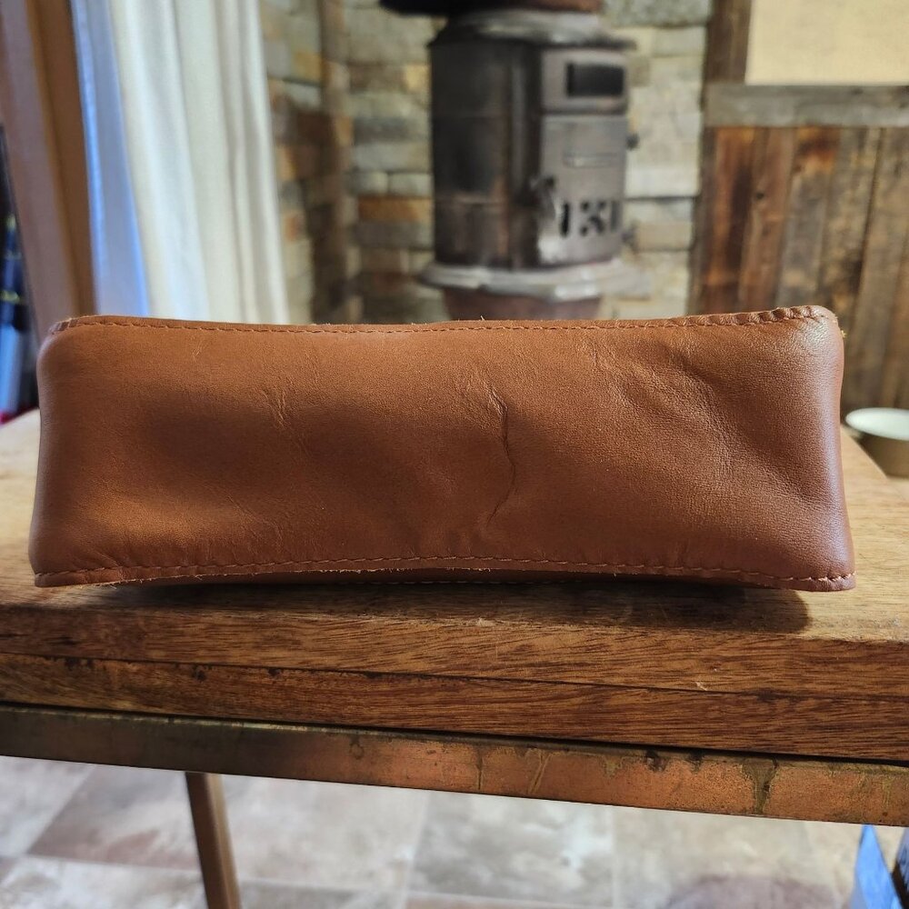 Portland Leather Artisan Bag Zippered Pouch Honey Brown Smooth Brass Zip - Picture 5 of 7